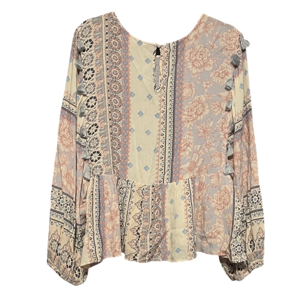 American Eagle Patchwork Peasant Top Embroidered … - image 3